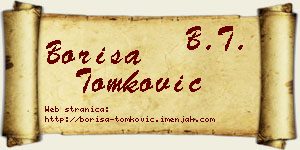 Boriša Tomković vizit kartica